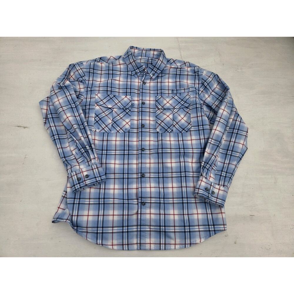 Lincoln Outfitters Breathable Shirt Mens M Blue Plaid Fishing Hiking Button Up